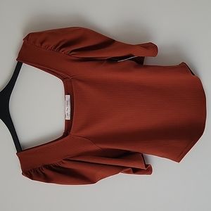 Free People We The Free Women's Night Lily Rib Crop Top in Sienna- Size …